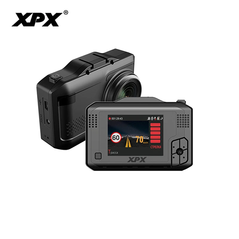 Car camera XPX Dash cam Car dvr 3 in 1 GPS Radar DVR SFHD 1296P Ambarella A12 Dashcam Radar detector G-sensor 