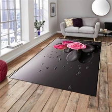 Еще черный Spa камни на розовых розах капли воды 3d принт нескользящей микрофибры Гостиная Декоративные Современные моющийся коврик мат