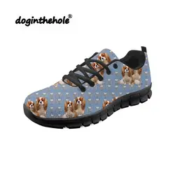 Doginthehole кавалер король принты прогулочная обувь женские кроссовки женские спортивные удобные на шнуровке сетки дышащие Zapatos de mujer