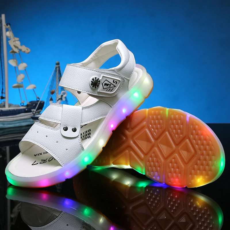UncleJerry/Детские светящиеся сандалии; модная пляжная обувь для девочек и женщин; заряжаемые через USB сандалии; удобная мягкая детская обувь