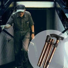 Портативная легкая складная трость с Т-образной ручкой, регулируемая походная трость из алюминиевого сплава, телескопическая трость для альпинизма, нескользящая