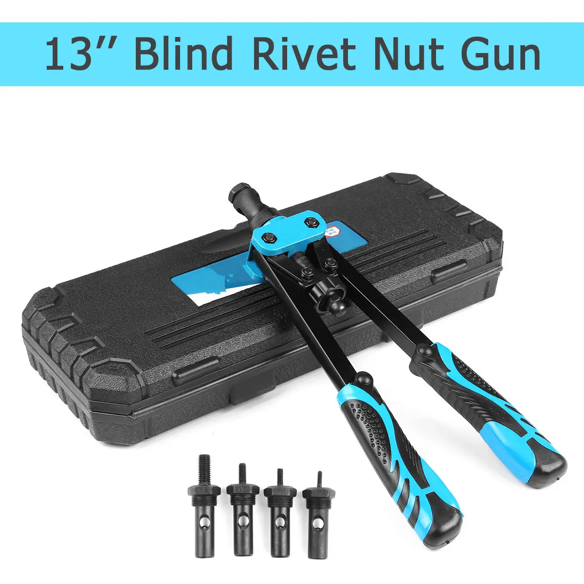 

13 inch Blind Rivet Nut Tool Manual Hand Riveting Machine Heavy Hand Inser Nut Tool Manual Mandrels M3 M4 M5 M6 M8 With Case