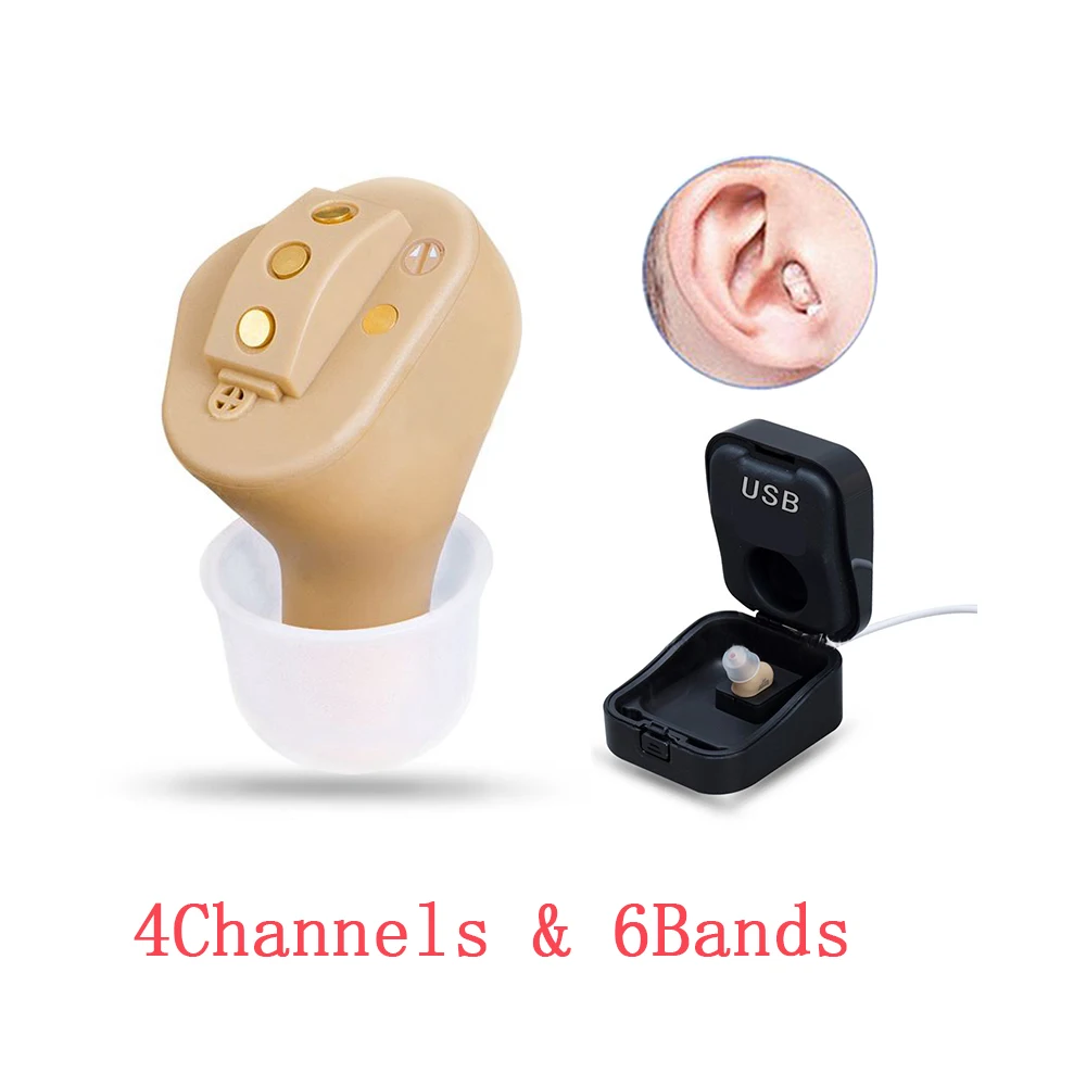 

C53 Rechargeable Invisible Complete In Ear Digital Hearing Aid 4 channels 6 bands USB Rechargeable CIC Hearing Aids Dropshipp