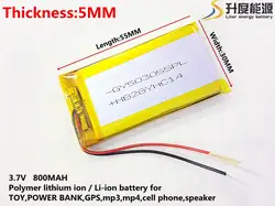 3,7 V, 800 mAH, 503055 PLIB; полимерная литий-ионная/литий-ионный аккумулятор для gps, mp3, mp4, mp5, dvd, модель игрушки