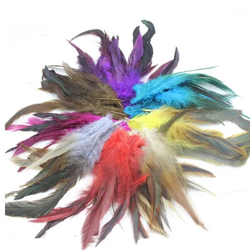 

Colorful 50pcs/lot 10-18cm Dyeing Chicken Rooster Feathers for DIY Jewelry Indian Dream Catcher Ornaments Accessories 6A1500