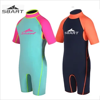 

2017 Sbart 2mm Kids Neoprene Wetsuit Teenage 2-12Y Children Short Sleeve Wet Suit Swimsuit Sunscreen Thermal Anti-jellyfish Quic
