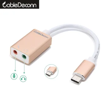

Type-c to Aux Sound Card5.1External Stereo USB C Microphone Headphone Mic Speaker Audio Jack 3.5mm Adapter for Laptop smartphone