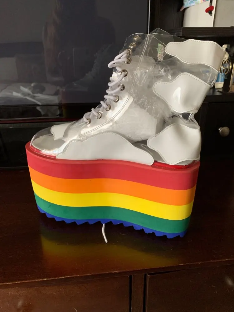 clear rainbow platform shoes