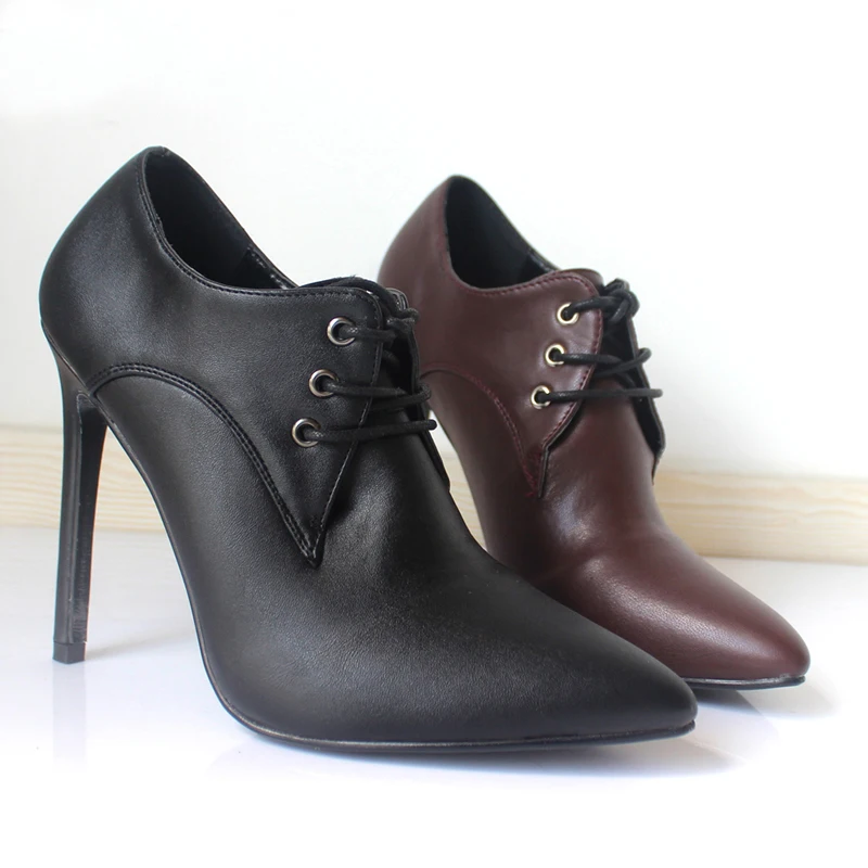 

Sorbern Women Ankle Boots Ladies Party Boots 2018 Lace Up 12CM High Heels Pointed Toe Botines Mujer Ankle Boots For Women
