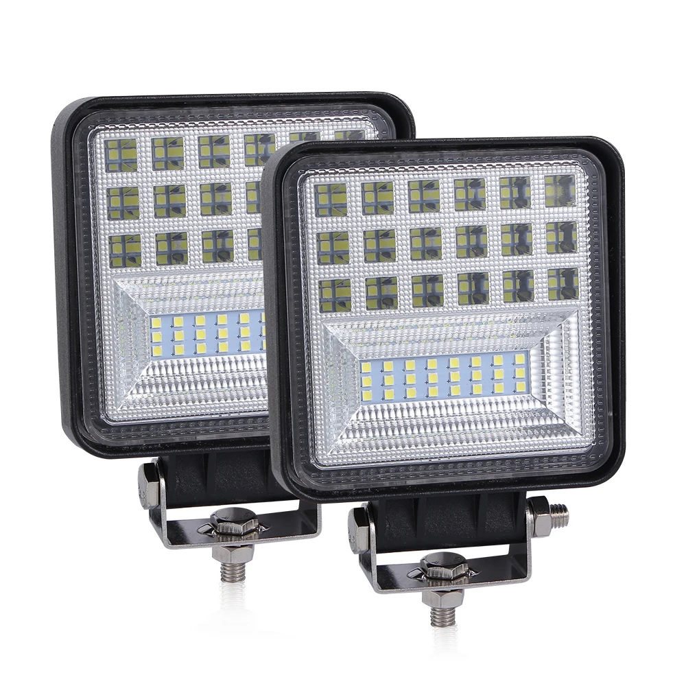 

2pcs 4 inch 126W Offroad LED Work Light 12v LED Headlights for Cars 4x4 led bar trucks flood spot beam light bar car accessory