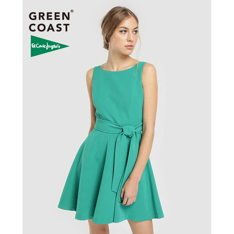 capacidad Diagnosticar Morgue Vestido de mujer Green Coast con lazo y escote barco|Vestidos| - AliExpress