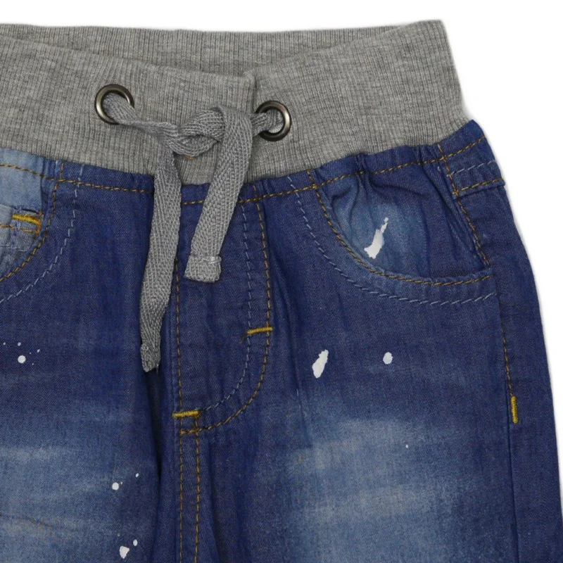 Весенние детские джинсы для мальчиков, модные джинсы с резиновой лентой для детей, повседневные джинсовые штаны