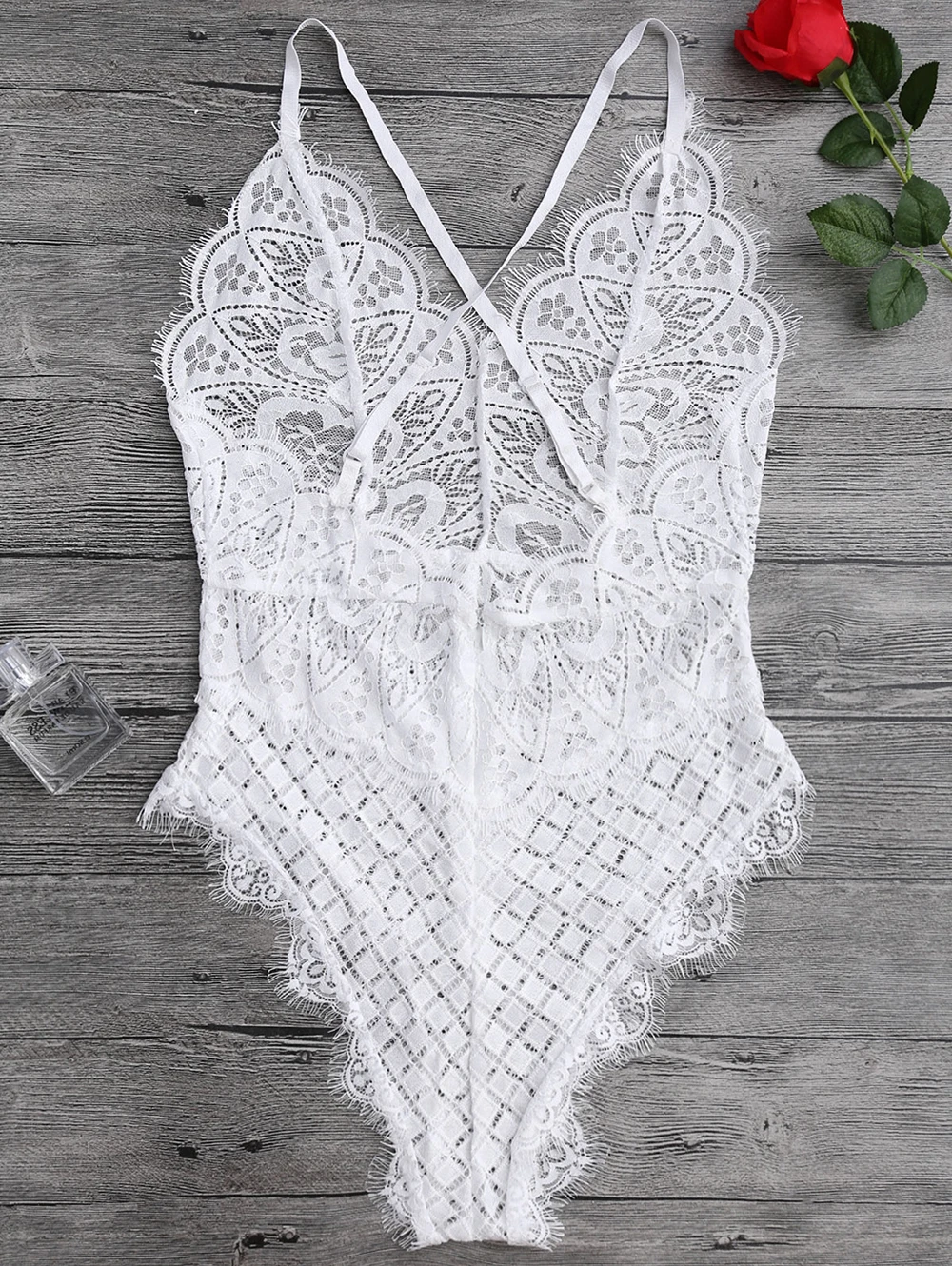 Пикантные белые черный розовый кружевной комбинезон Для женщин Floral Lace Bodysuit