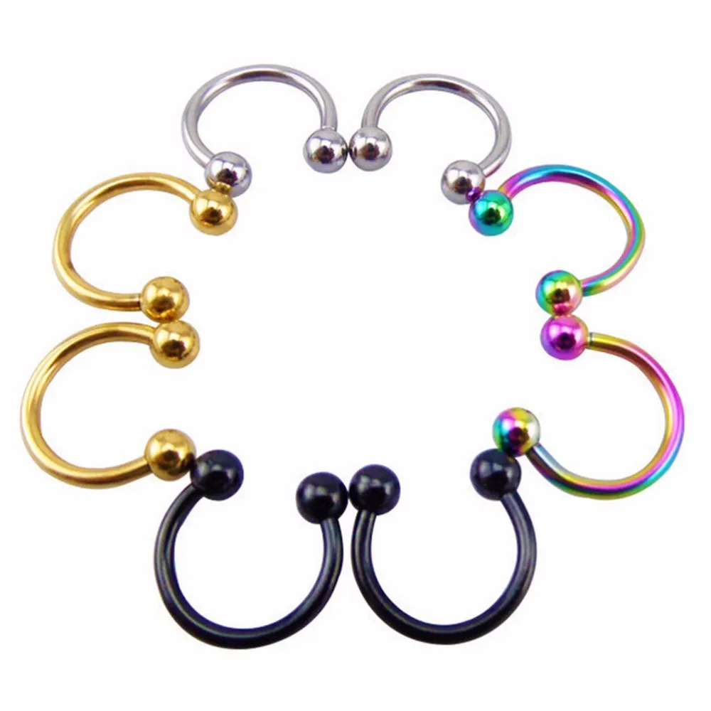 1PCS Stainless Steel Nostril Nose Ring Circular Piercing Ball Horseshoe Rings Hot Selling New Sharp Round | Украшения и
