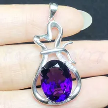 Подвеска с аметистом,, натуральный настоящий аметист, Стерлинговое Серебро 925 пробы, сумка для денег, стиль 8.8ct, большой драгоценный камень# BL1892812