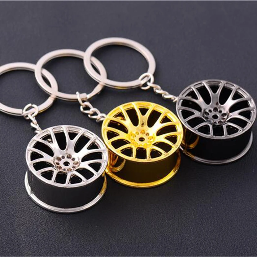 2018New Creative Wheel Hub Rim Model Man/'s Keychain Car Key Chain Cool Gift Hot