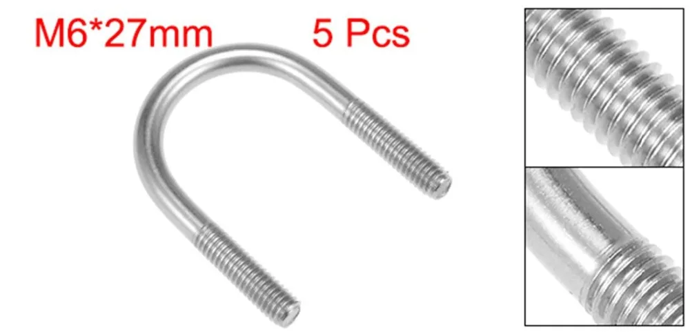 5 шт. M6 304 Нержавеющая сталь u-болты: застежка-липучка для 18/22/27 мм трубы Диаметр для строительства Установка транспортного средства