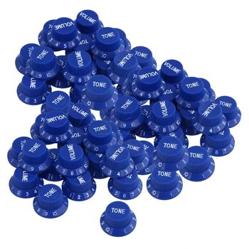 

Yibuy 50PCS Dark Blue 1V2T Electric Guitar Volume & Tone Knobs White Number