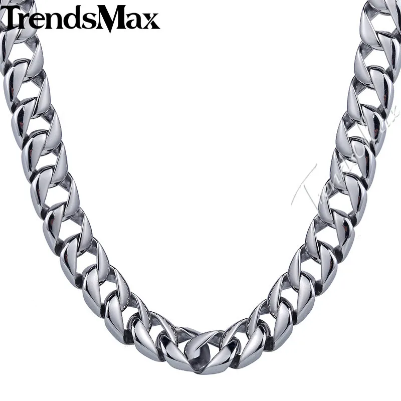 Тяжелая Мужская цепь Trendsmax 13 мм ожерелье для мальчиков гладкая панцирная