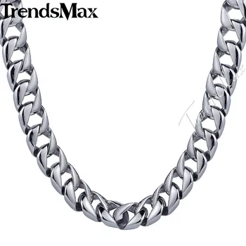 

Trendsmax 13mm Heavy Mens Chain Boys Necklace Smooth Curb Cuban Link 316L Stainless Steel Necklace Sz Gift HN47