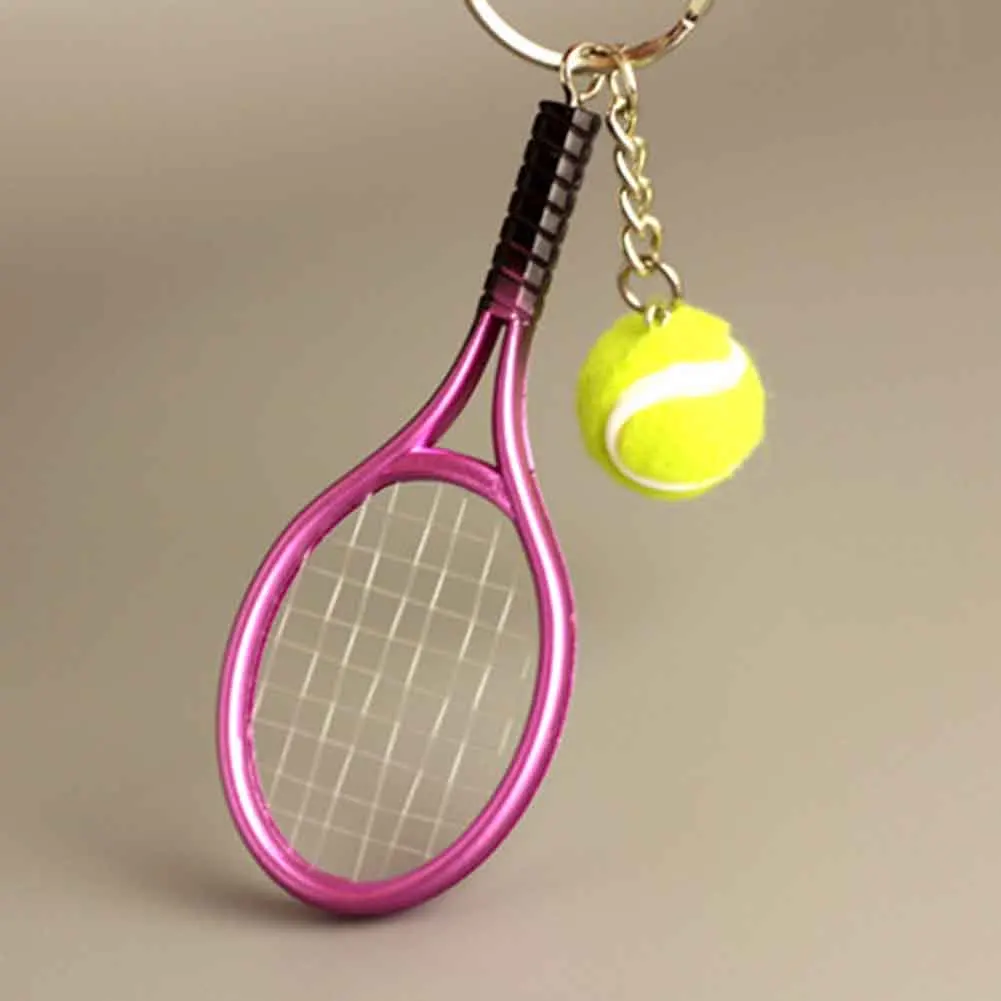 

6 colors 2019 New tennis keychain key ring tennis racket model key chain llaveros mujer creative portachiavi