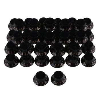 

Yibuy 40 pcs Black Guitar Hat Speed Control Knobs Replacement with Gold Number