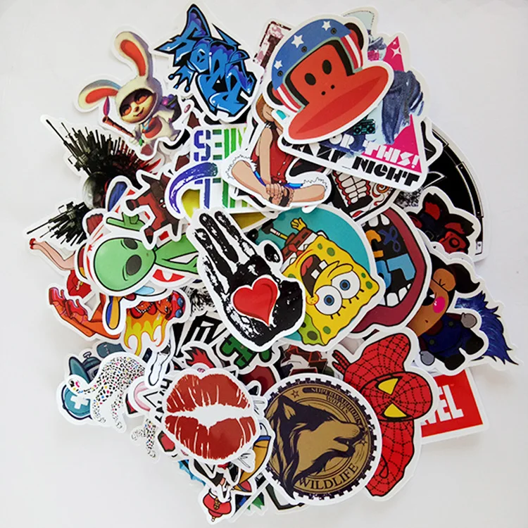 100 Mixed Cartoon Toy Stickers Car Styling Bike Motorcycle Phone Computer Travel Luggage Cool Funny stickers Bomb PVC Decals