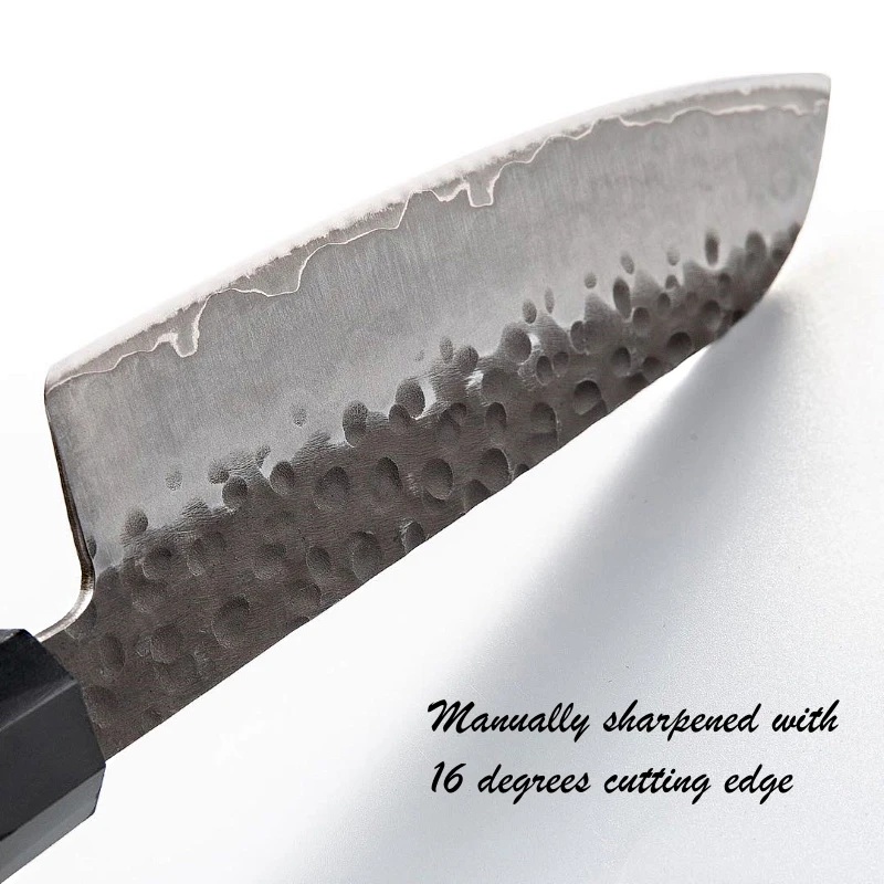 Нож Santoku, Ручная ковка, кухонные ножи, 7 дюймов, 3 слоя, японский, AUS10, Высокоуглеродистая Сталь, поварские инструменты, экологические, новые