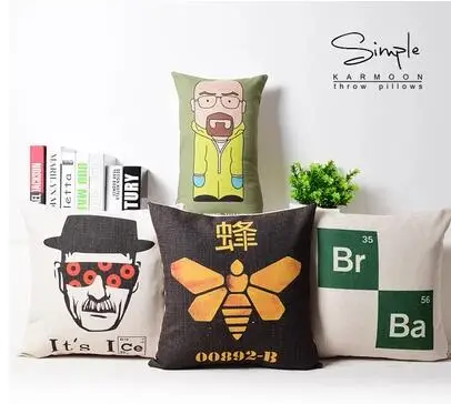 

Hot Breaking Bad Throw Pillow Case Walter White Decorative Cushion Cover Cool Br Ba Bee Linen TV Series Decor Car Seat Cases 18"