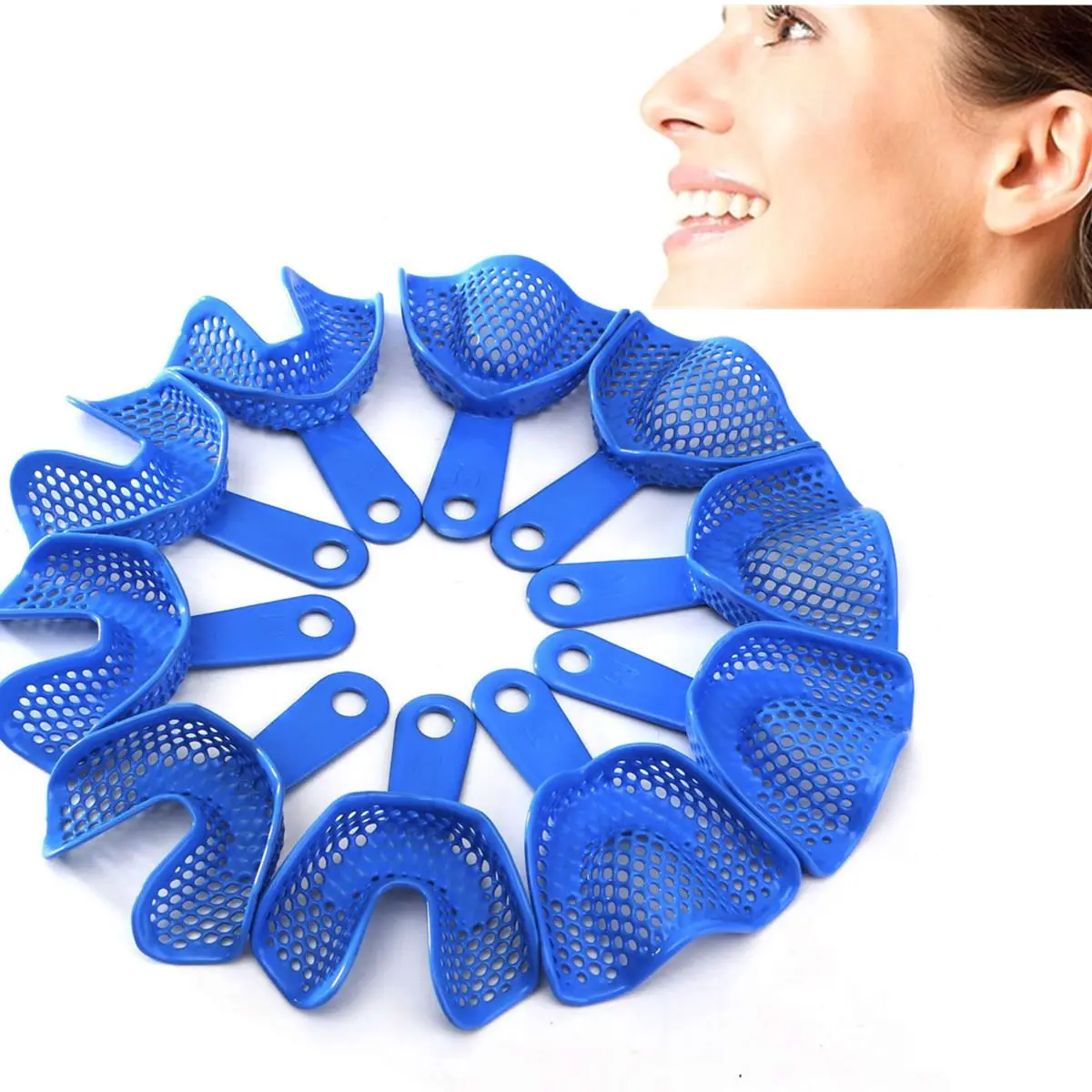 10pcs Dental Impressions Trays Plastic Steel Teeth Holder Denture Model