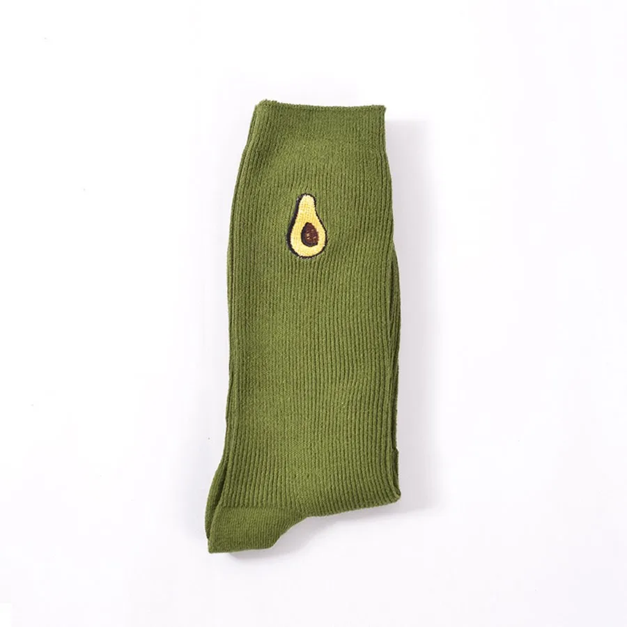[WPLOIKJD] Милые кавайные носки с принтом фруктов, банана, вишни, персика, авокадо, Meias, Корея, Harajuku, Emabroidery, забавные носки - Color: 4