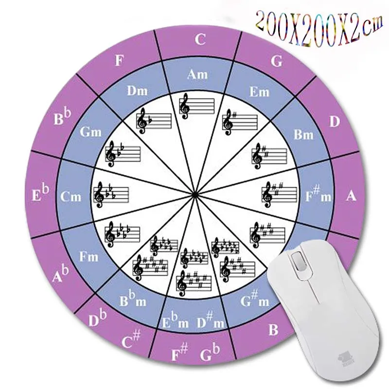 Музыкальный символ фортепиано цветной резиновый противоскользящий компьютерный ноутбук круглый игровой коврик для мыши персидский ковёр coaster 200X200/220X220 мм коврик - Цвет: 200X200X2MM
