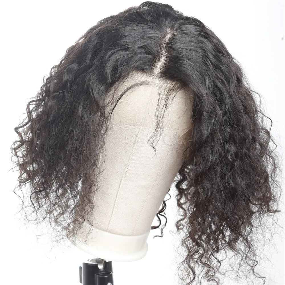 150% плотность короткие curl Синтетические волосы на кружеве натуральные волосы Искусственные парики перуанский Вьющиеся натуральные волосы