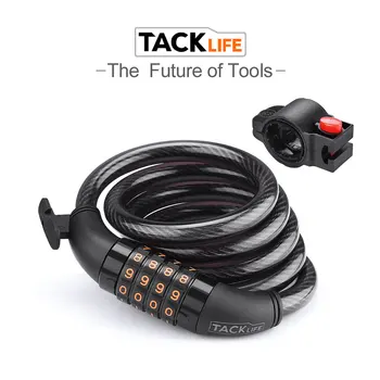 

TACKLIFE HCL1C 4Feet Resettable Combination Bike Cable Self Coiling Bicycle Cable Locks Complimentary Mounting Bracket Bike Lock
