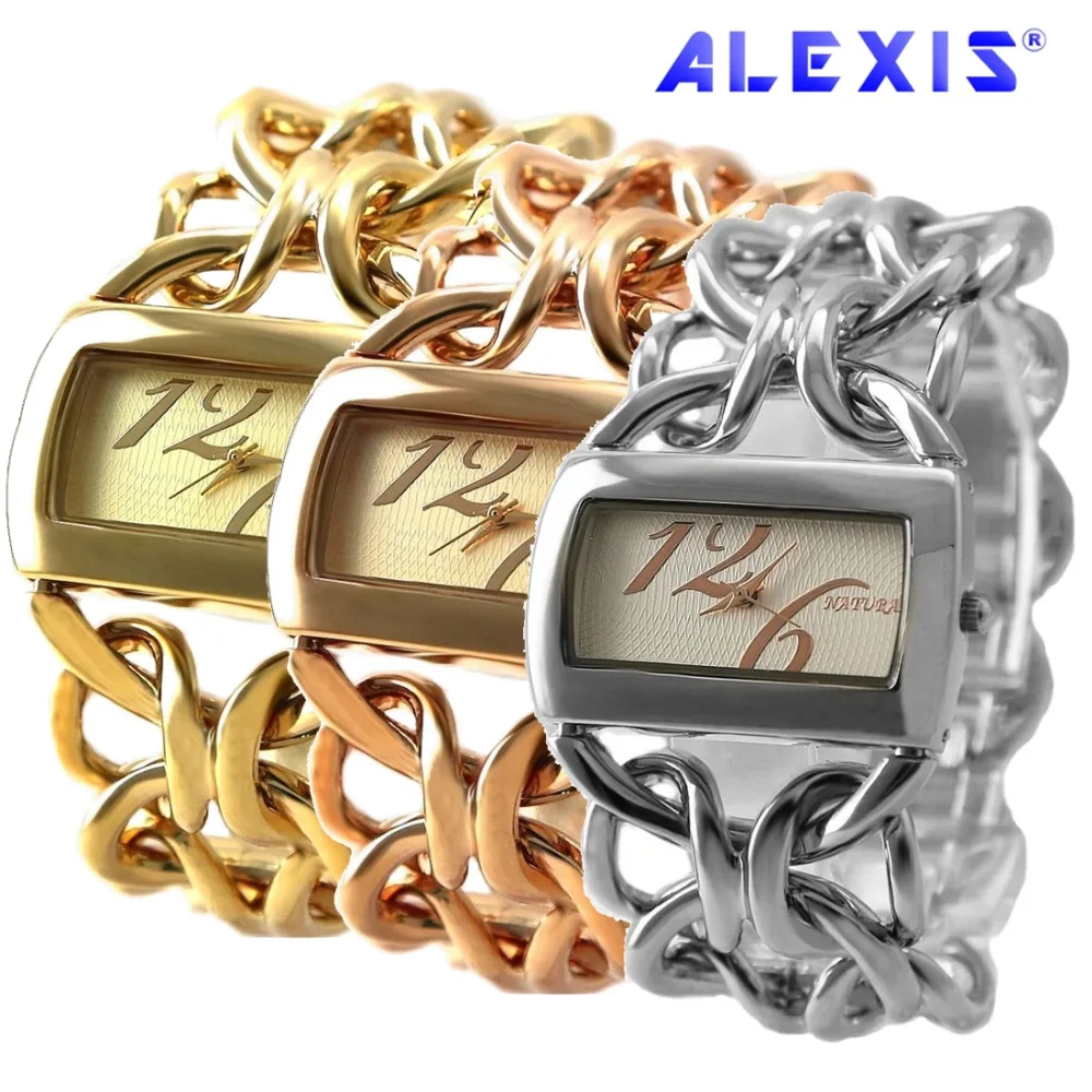 

Double Jewelry Clasp ALEXIS Japan Quartz Gold ,Rose Gold ,Silver Bracelet Watch FW675 High Quality Ladies Relogio Feminino