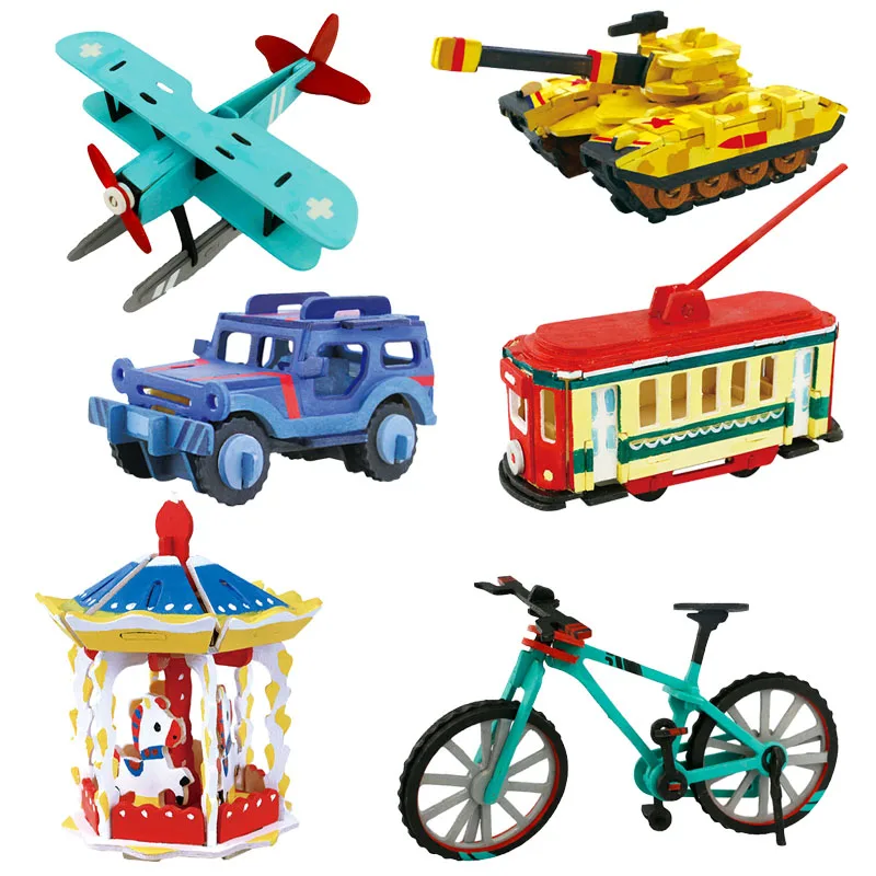 

Robotime 3D painting jigsaw wooden puzzle toys with animals buildings and vehicles