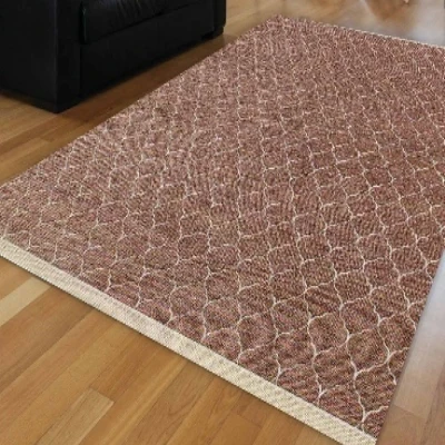 

Else Brown White Ogee Spade Tradional Ethnic Turkish Geometric Anti Slip Kilim Washable Decorative Plain Paint Woven Carpet Rug