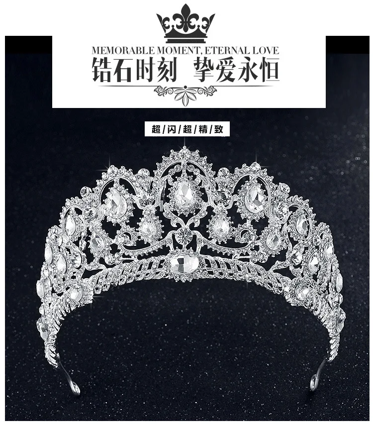   Luxo Espumante Coração de Cristal Coroa De Noiva Acessórios Para o Cabelo Para As Mulheres Meninas Tiaras De Casamento Grande Coroa Diadema (2)