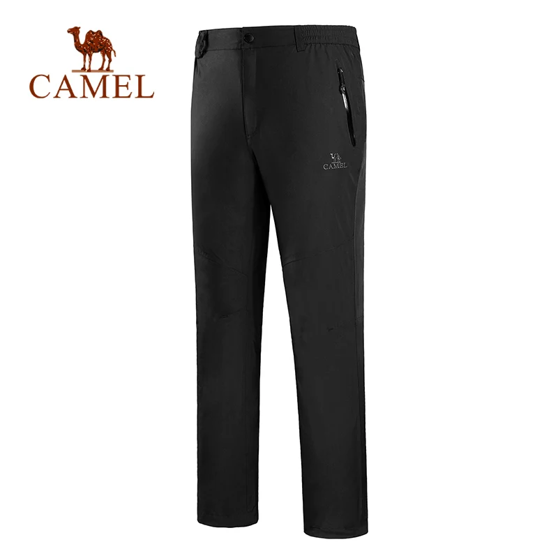 CAMEL мужские и женские уличные походные брюки ветрозащитные водонепроницаемые мягкие горные альпинистские брюки тактические треккинговые брюки - Цвет: Male-Black