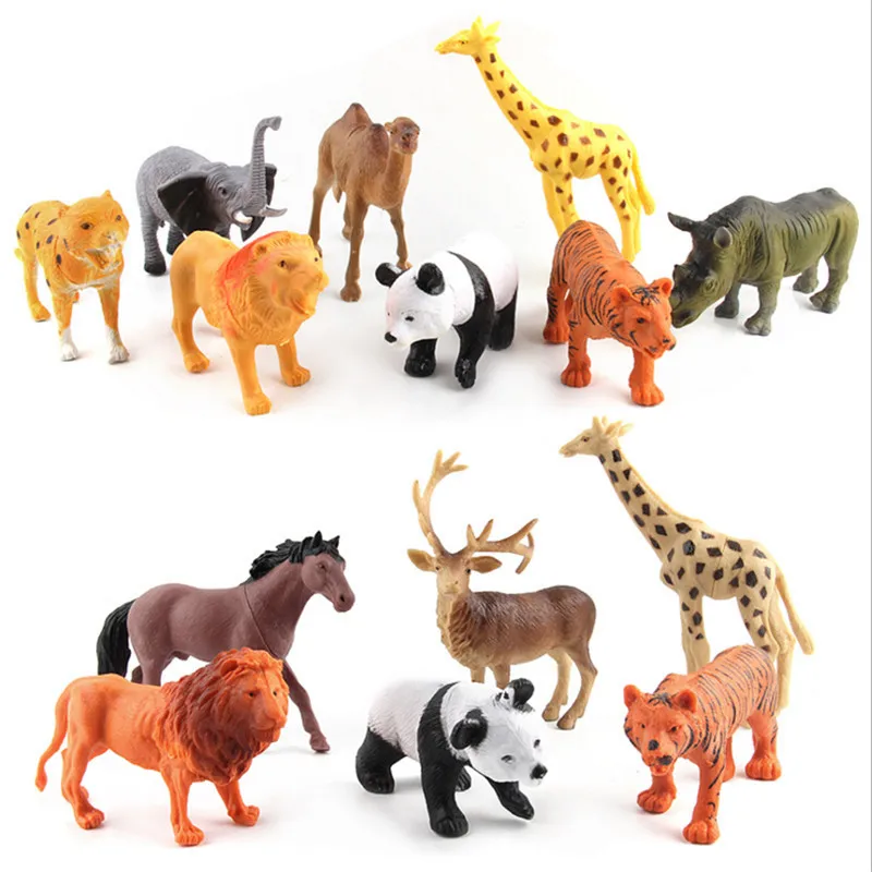 Simulated Zoo Animals Toy Panda Giraffe Horse Lion Tiger Simulated Zoo Animals Toy Panda Giraffe Horse Lion Tiger