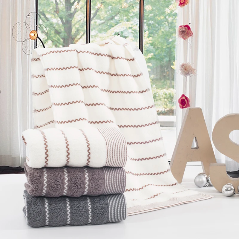 

Open business Package 100% cotton,simple wave stripe,fast drying towel, 34 * 72 cm, super absorbent bath towel, 70 * 140cm 3pcs.