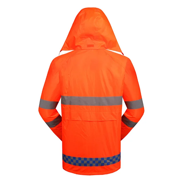Reflective Safety Rainsuit Fluorescent Orange Jacket and Pants