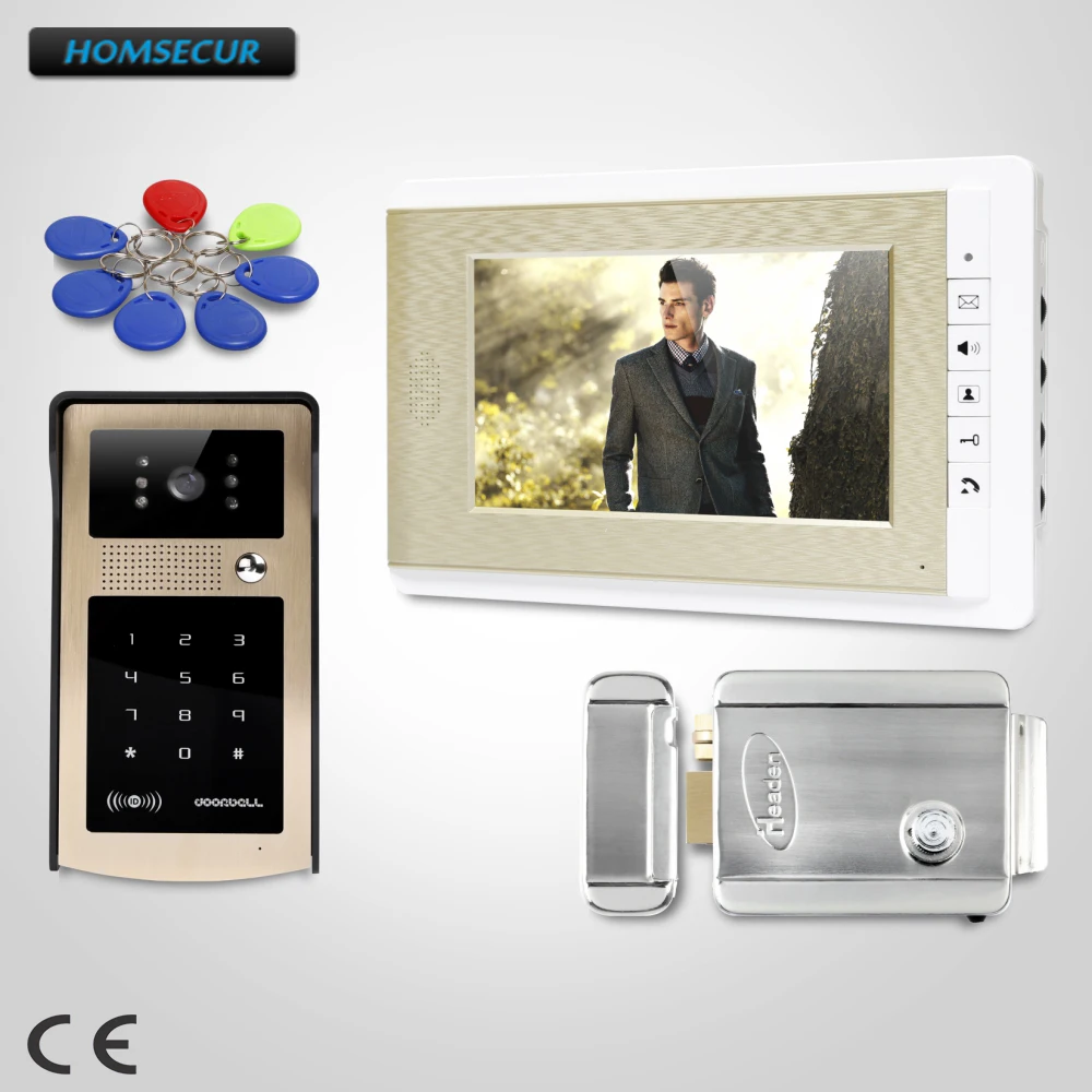 

HOMSECUR 7" Video Door Intercom System Electric Lock with Keys Included for Home Security XC004-G+XM708-G
