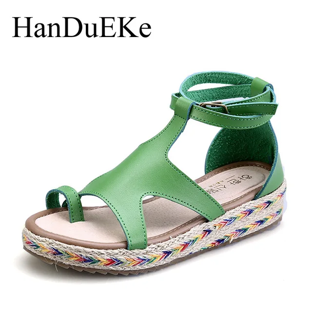 Female flat sandals in the summer of 2016 the new straw fisherman flat shoes and beach shoes pinch Roman women's shoes