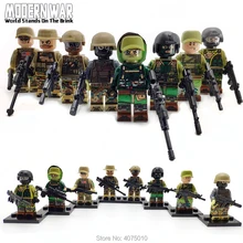 

Compatible Legoeinglys Military Soldier figures US Army Anti-terrorism Russian Marine Team Weapons guns Building Block Toys Gift