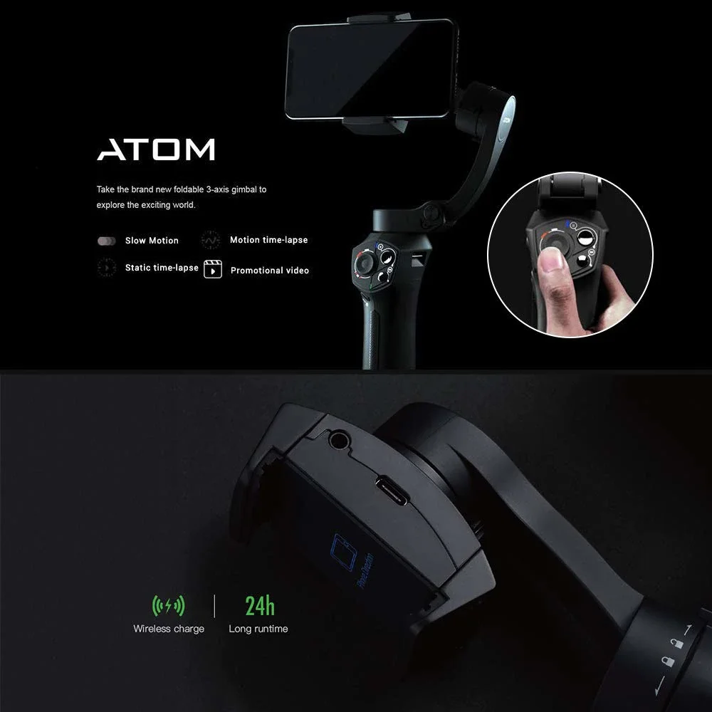 Best Cadiso 3-Axis Foldable Pocket-Sized Video Phone Handheld Gimbal Stabilizer for iPhone Smartphone GoPro & Wireless Charging 19