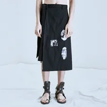 Новинка г. мужская одежда в прилив моды стилист печати крест Асимметричная кюлоты повседневные штаны костюмы