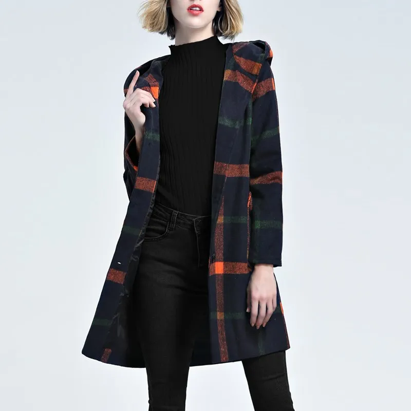 womens plaid long sleeve check jacket