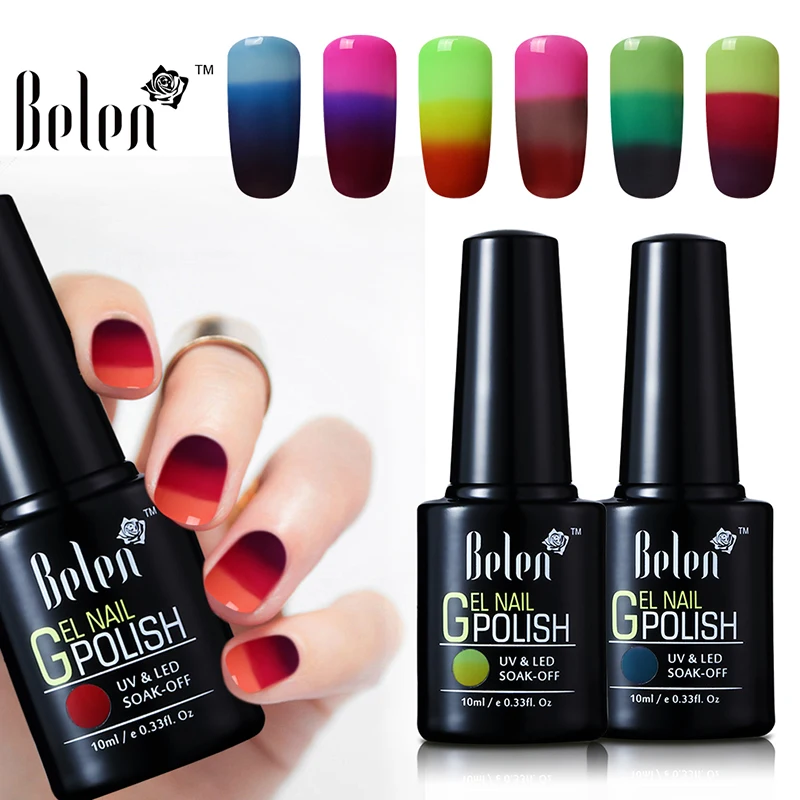 

Belen 10ml 3 in 1 Temperature Changing UV LED Lamp Nail Gel Polish Hybrid Semi-permanent Thermal Gel Lacquer Varnish