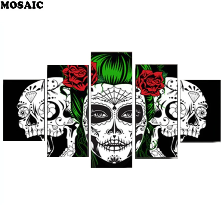 

Diamond Embroidery,Red Roses Clown Skulls,Full,DIY,Diamond Painting,Cross Stitch,Diamond Mosaic,Bead,Picture Decor 5pcs